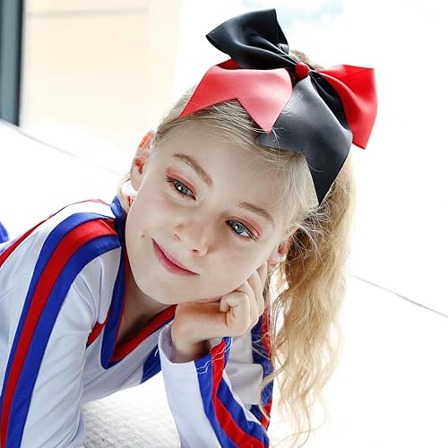 Miniatura 6 de DEEKA 12 lazos grandes de 8 pulgadas, dos tonos, para cola de caballo, hecho a mano para adolescentes y niñas, animadoras de sóftbol, deportes,