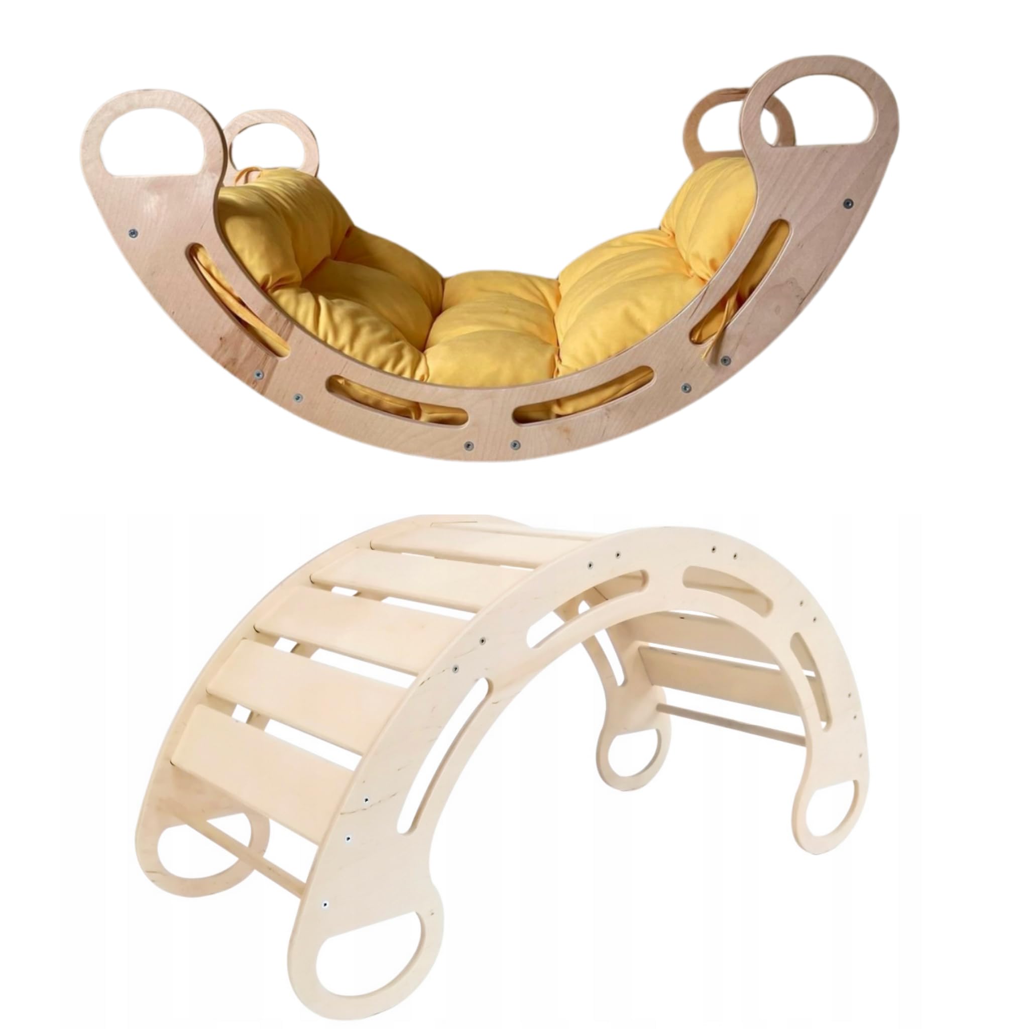 Klettergerüst Indoor für Kinder 85x41x39cm - Kletterbogen mit Kissen - Montessori Kletterbogen aus Holz - Kinder Kletterspielzeug für Kinderzimmer & zur Förderung der Motorik