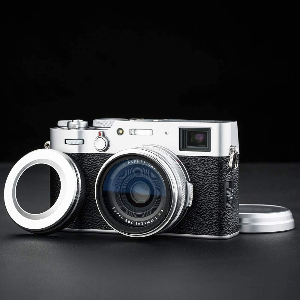 JJC Zilveren speciale lensadapter en kap voor Fujifilm Finepix X100VI, X100V, X100F, X100T, X100S, X100, X70 (LH-JX100 Zilver