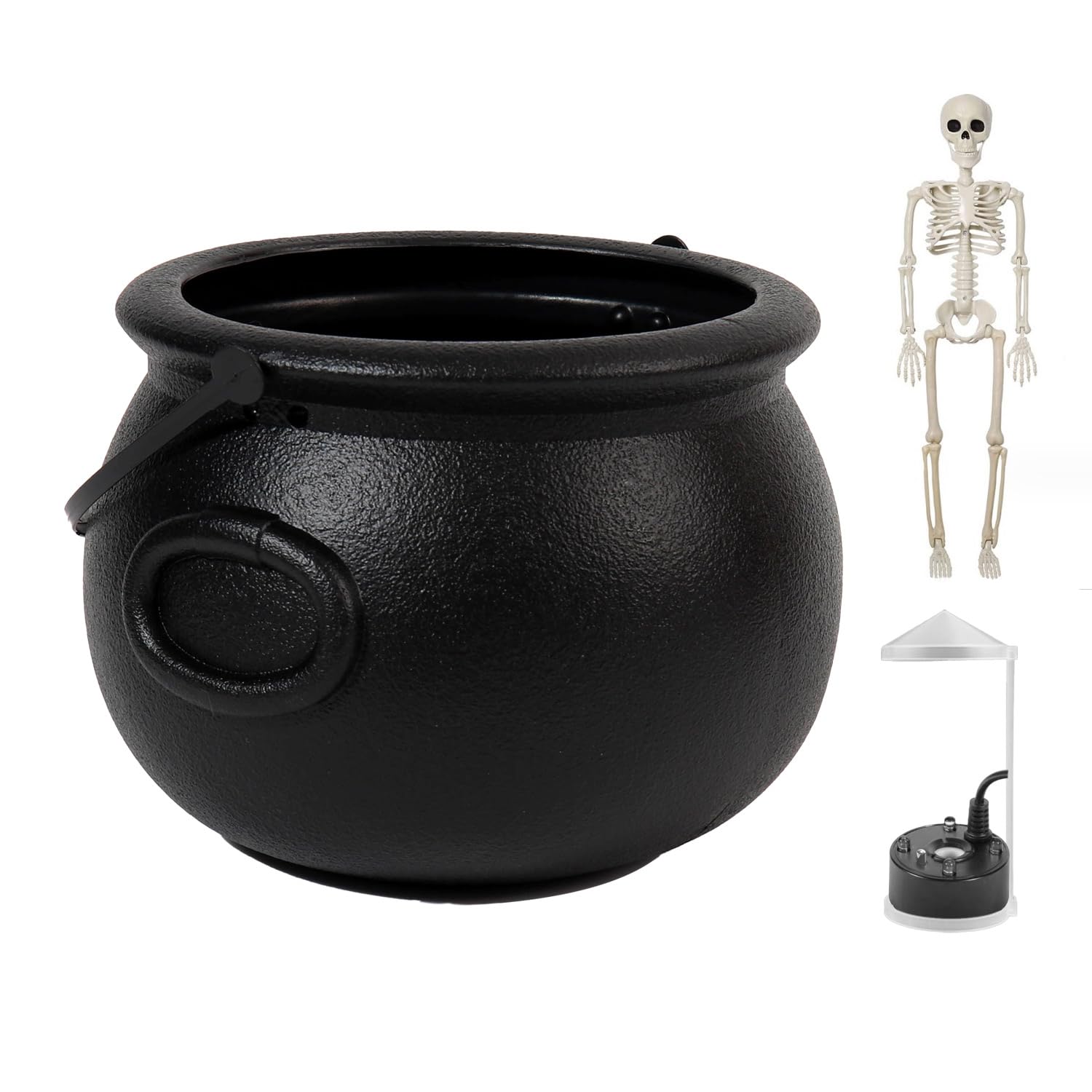 Witch Cauldron with Mist Maker Poseable Skeleton &amp; Splash Guard - Halloween Decorations Indoor - Spooky Hocus Pocus Party Decor for Home, Table, Mantel (Halloween Cauldron)