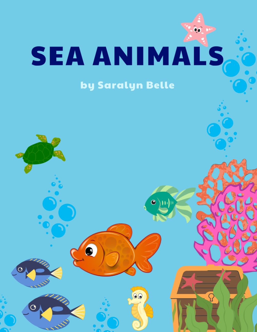 Sea Animals: Fun Coloring Book for Kids 5-10