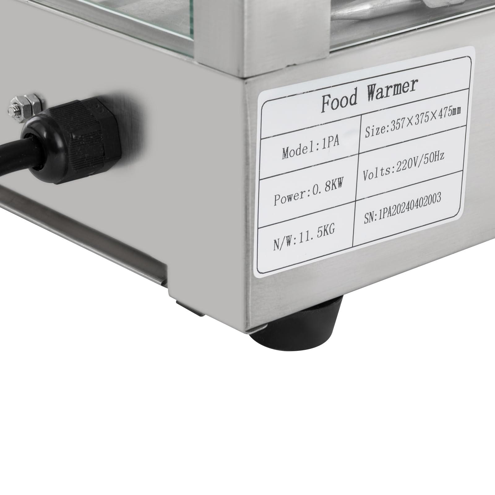 Vetrina riscaldante, contenitore termico, 800W elettrico commerciale con illuminazione, 3 livelli di banco caldo, temperatura regolabile, display digitale, in acciaio inossidabile