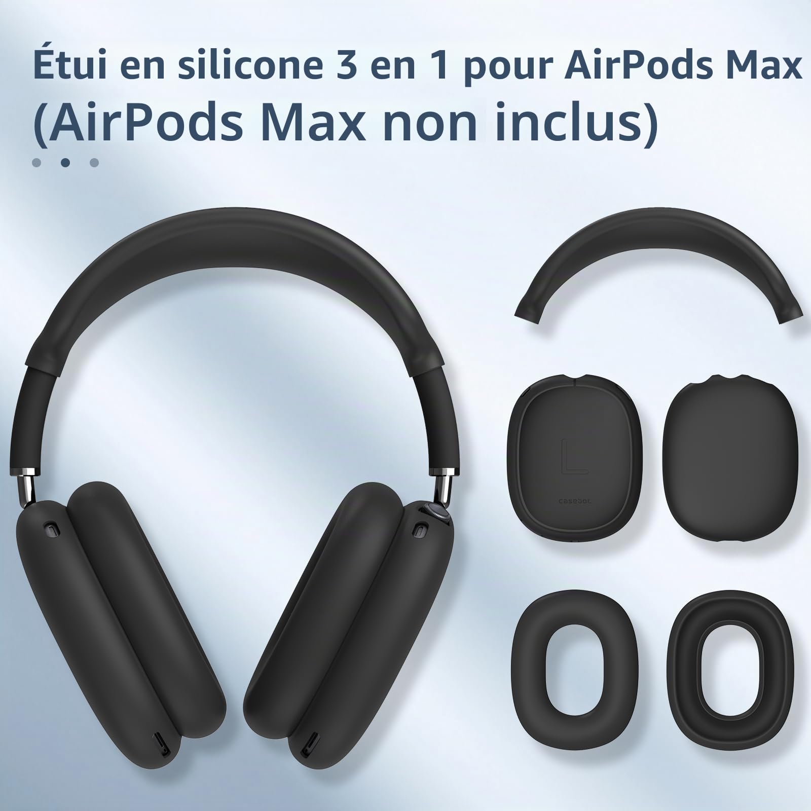 FINTIE Étui Silicone Souple pour AirPods Max 2 2026 et AirPods Max, Noir