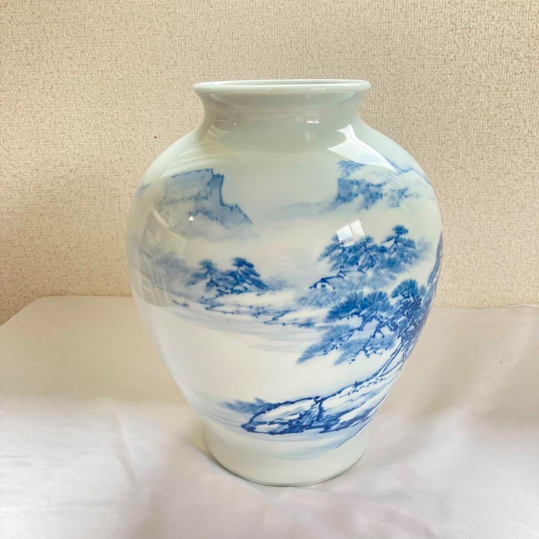 美品⭐️深川製磁　花瓶　山水　29cm 深川製磁 山水 花瓶 美品⭐️深川製磁 花瓶 山水 29cm 2025年