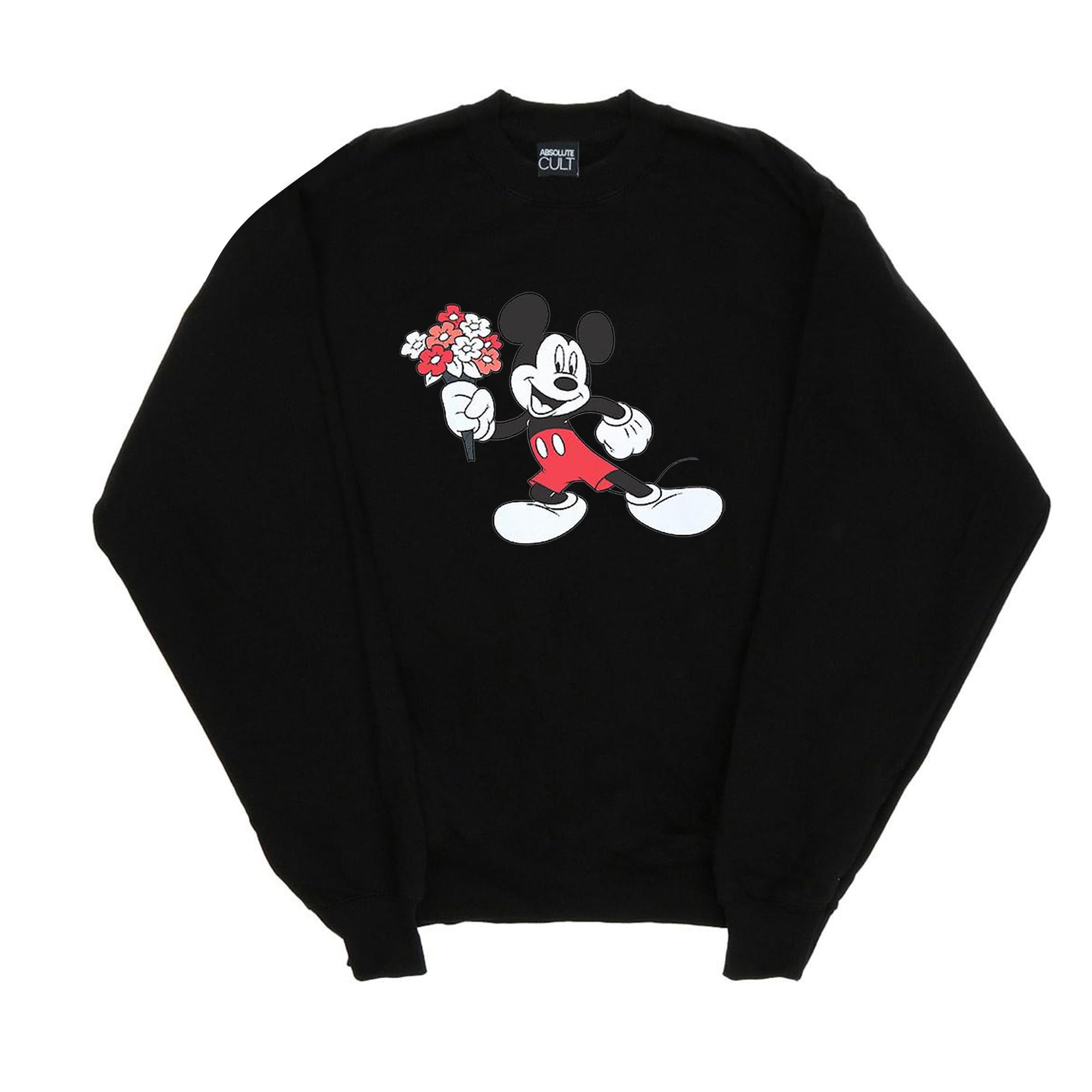 Absolute Cult Women's Black Disney Mickey Mouse Flower Sweatshirt Medium