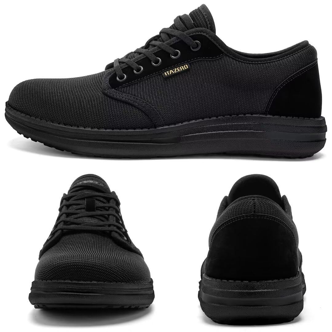 1TAZERO Mocasines ortopédicos para hombre, extra anchos, para diabéticos, para pies hinchados, cómodos para caminar con soporte de arco para fascitis plantar