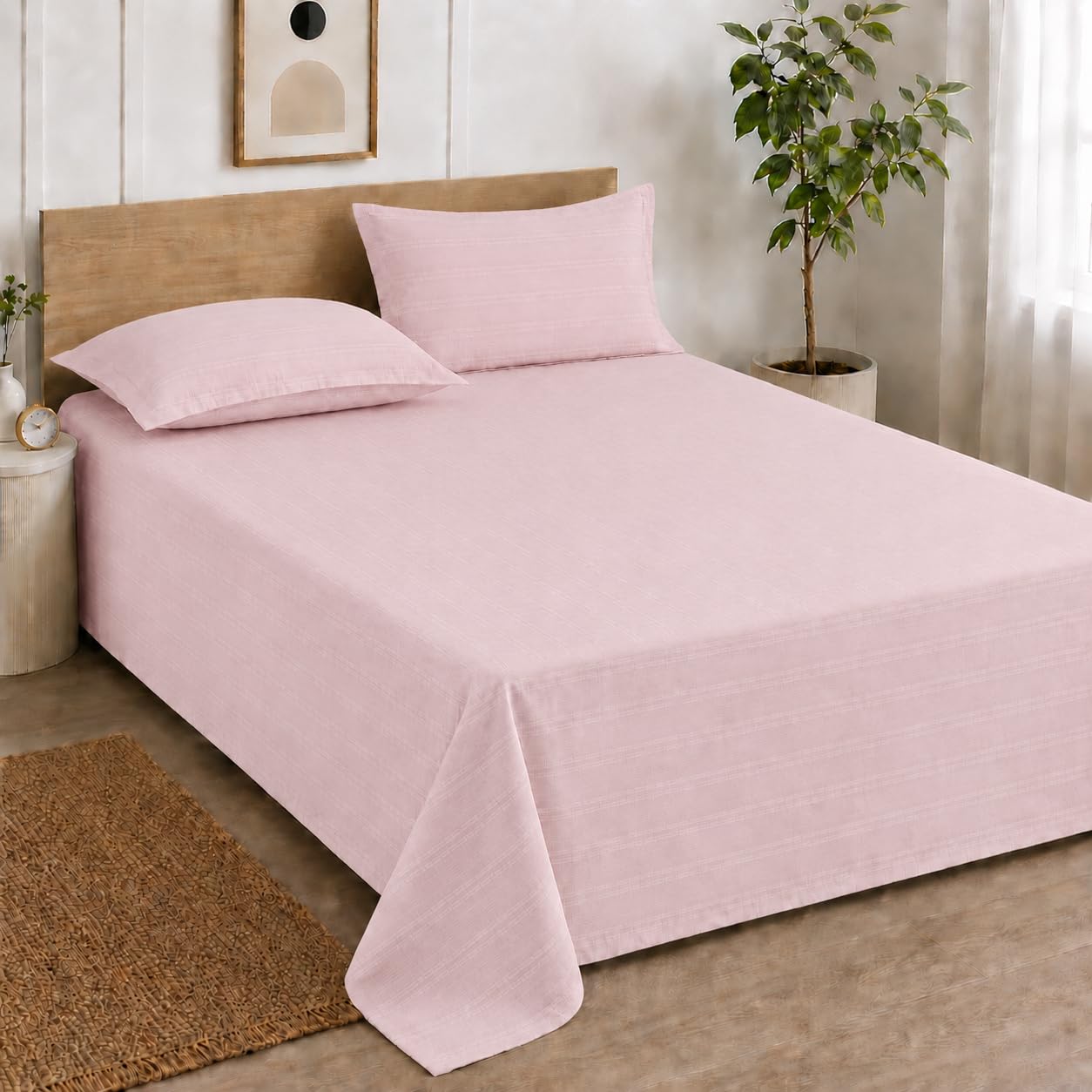 Cortina Cloud Cotton King Bed Sheet Set - Pink -2