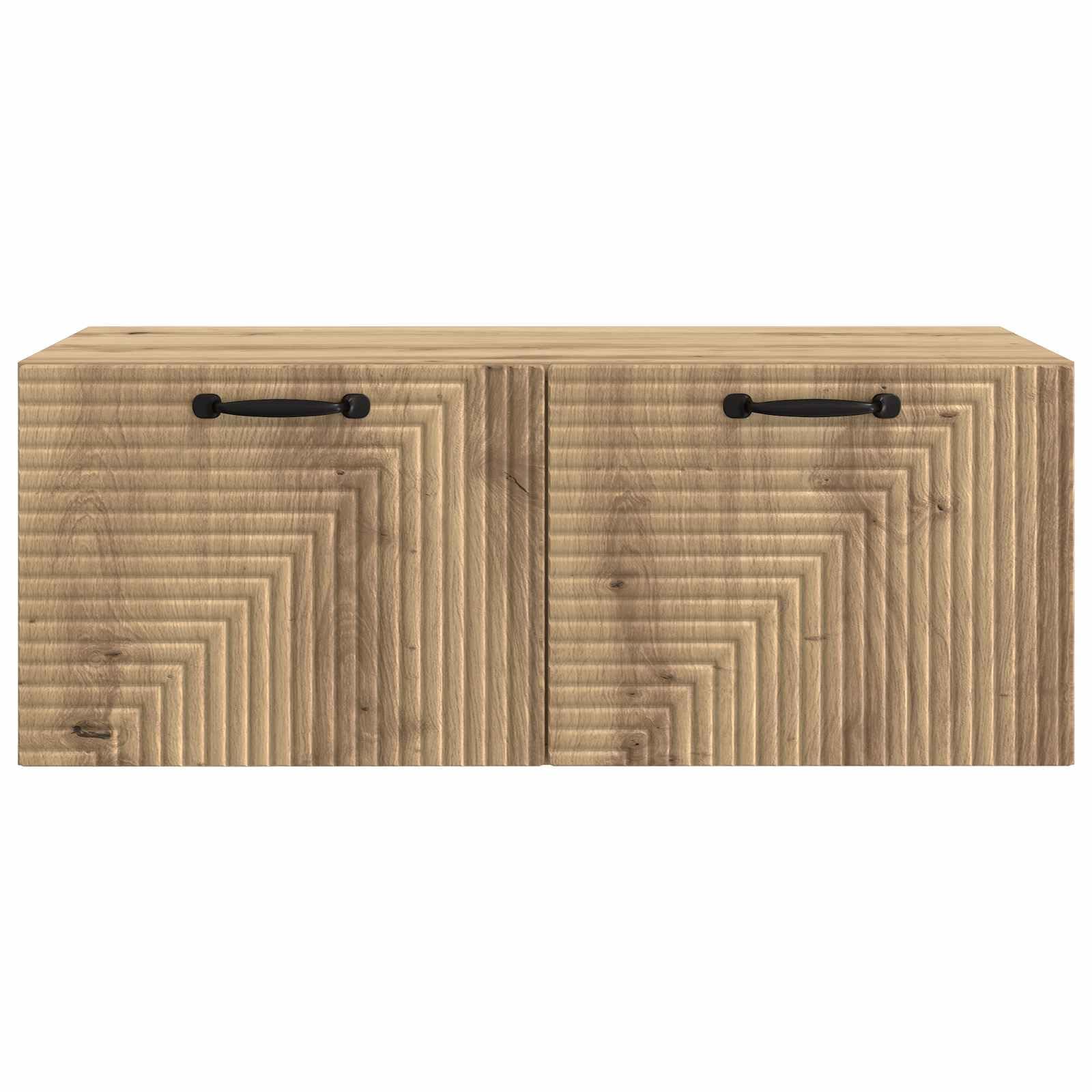 Mobile Porta TV da Muro in Legno Rovere Artigianale 78,5 x 41 x 30 cm con 2 Ante e Ampio Spazio di Archiviazione per Soggiorno Moderno, Supporto Parete e Consolle TV