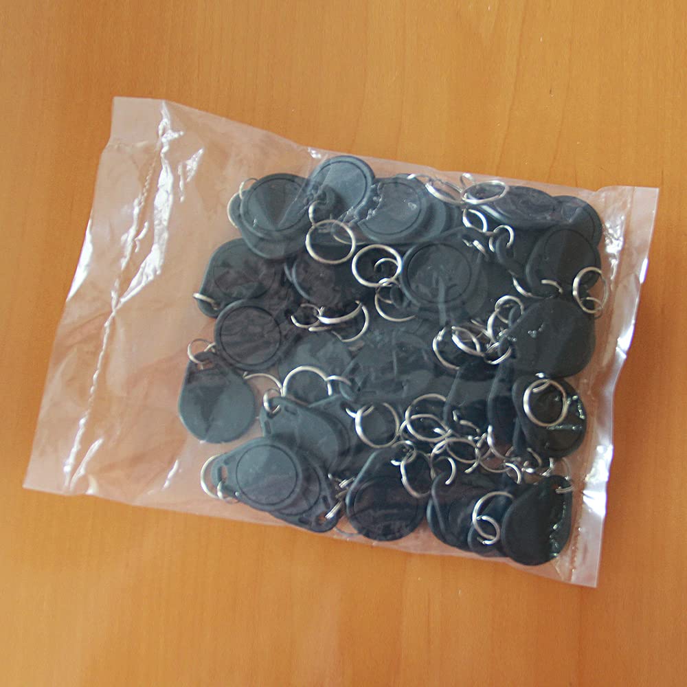 Portachiavi RFID 13,56 MHz F08 Token Key Tag UID sola lettura per sistema di controllo accessi – nero (confezione da 50)
