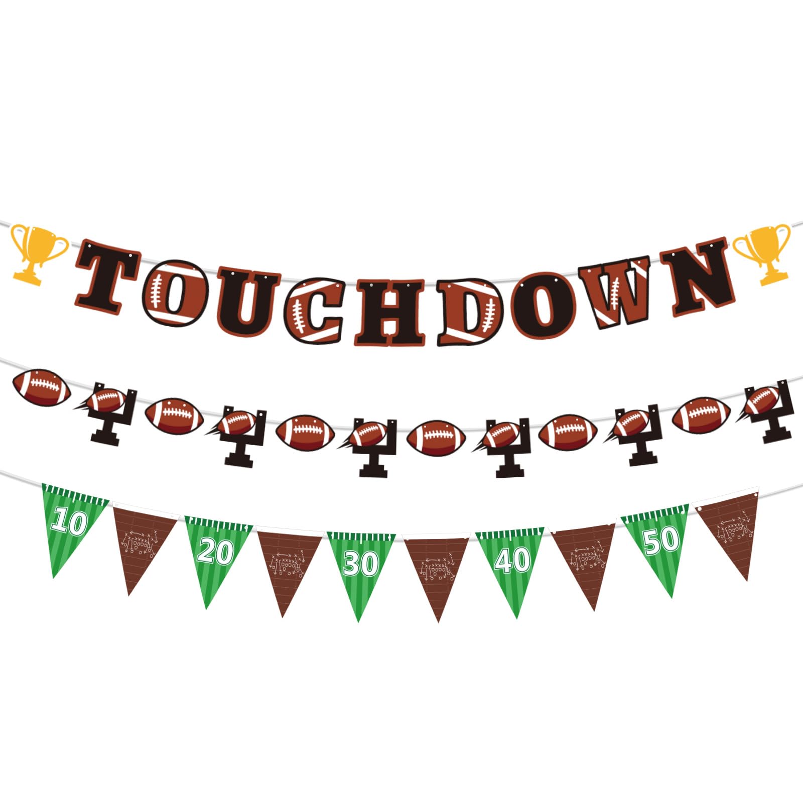 Rugby Touchdown Football Banner, Football Touch Down Party Decorations with Pennant Flags Sports Theme Party Favors Supplies for Sports Game Themed Birthday Tailgate Decor Celebration