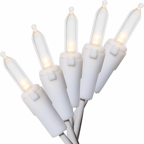 Miniatura 1 de 150 luces LED de Navidad de color blanco cálido, cadena de luces LED de grado comercial, cable blanco de 50 pies, para uso en interiores y