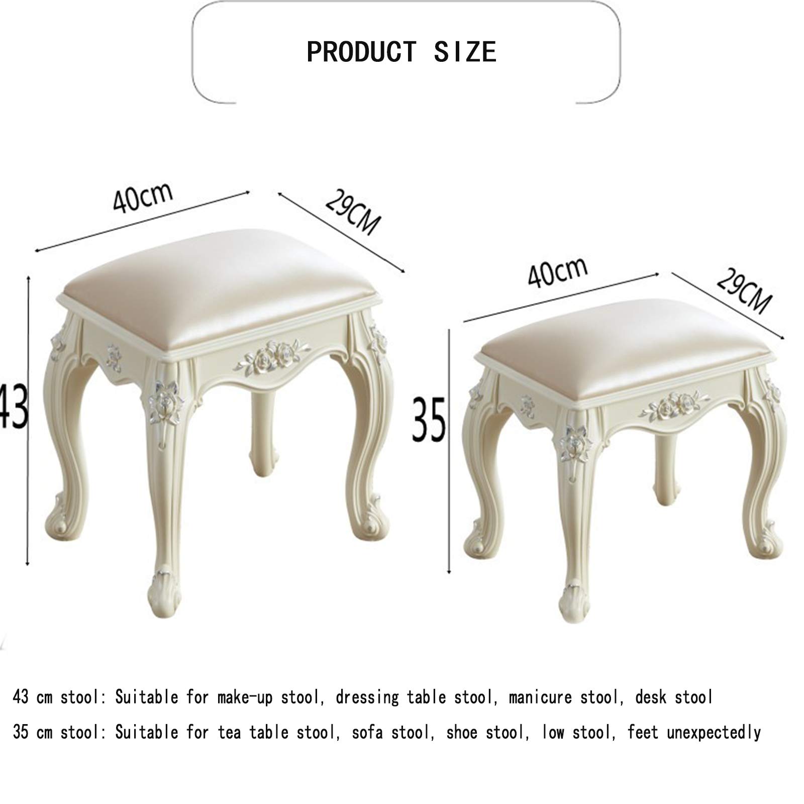 Schminktisch Hocker,PU Leder Fußhocker/Gepolsterte Ottomane Hocker/Makeup Vanity Hocker/Stuhl/Quadrat Fußstütze Holzbeine Für Wohnzimmer Schlafzimmer