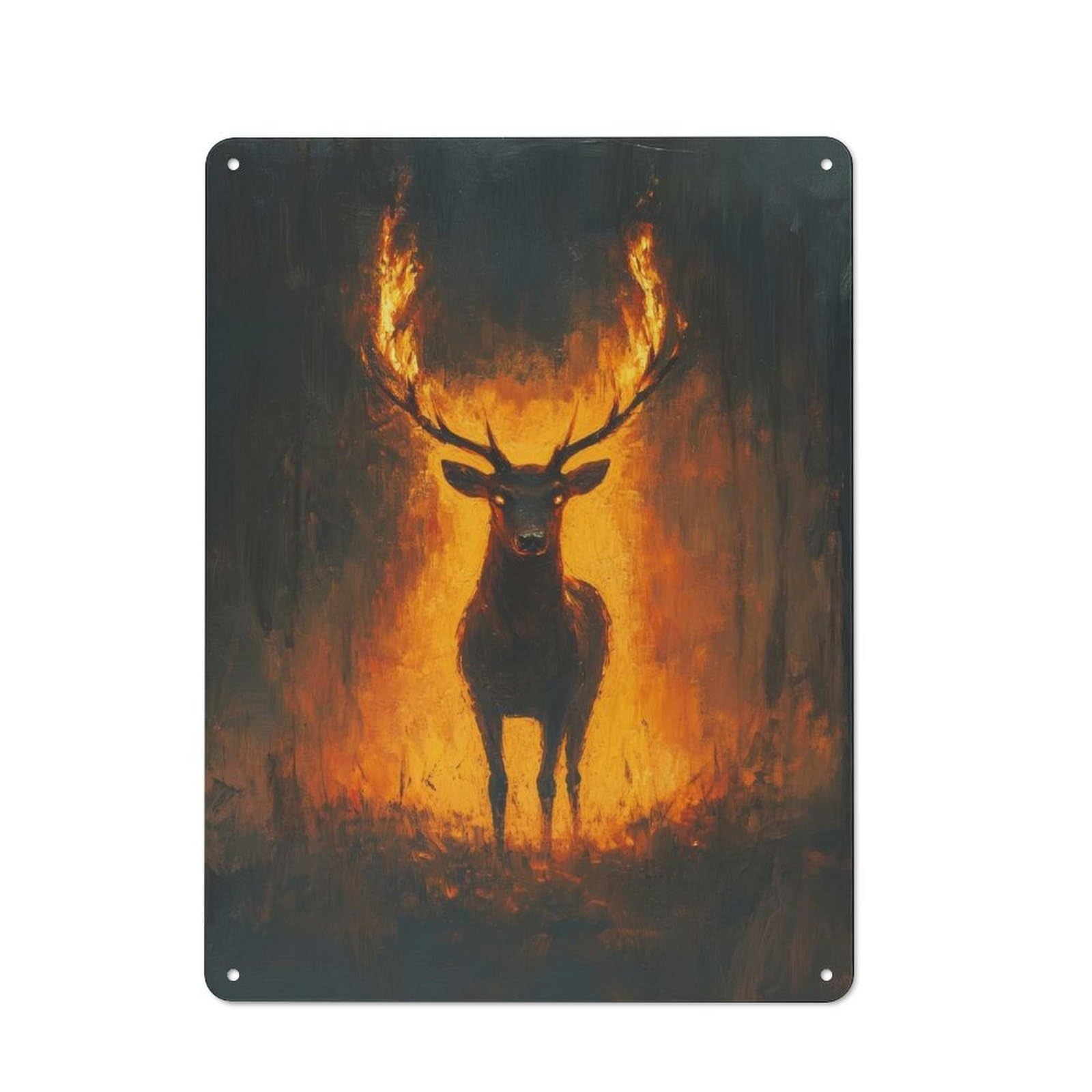Junmoney Fiery Stag Metal Sign 40X30cm With For Workshop Wall, Vintage Decor, A Decorative Christmas Gift For Metal Sign Collectors