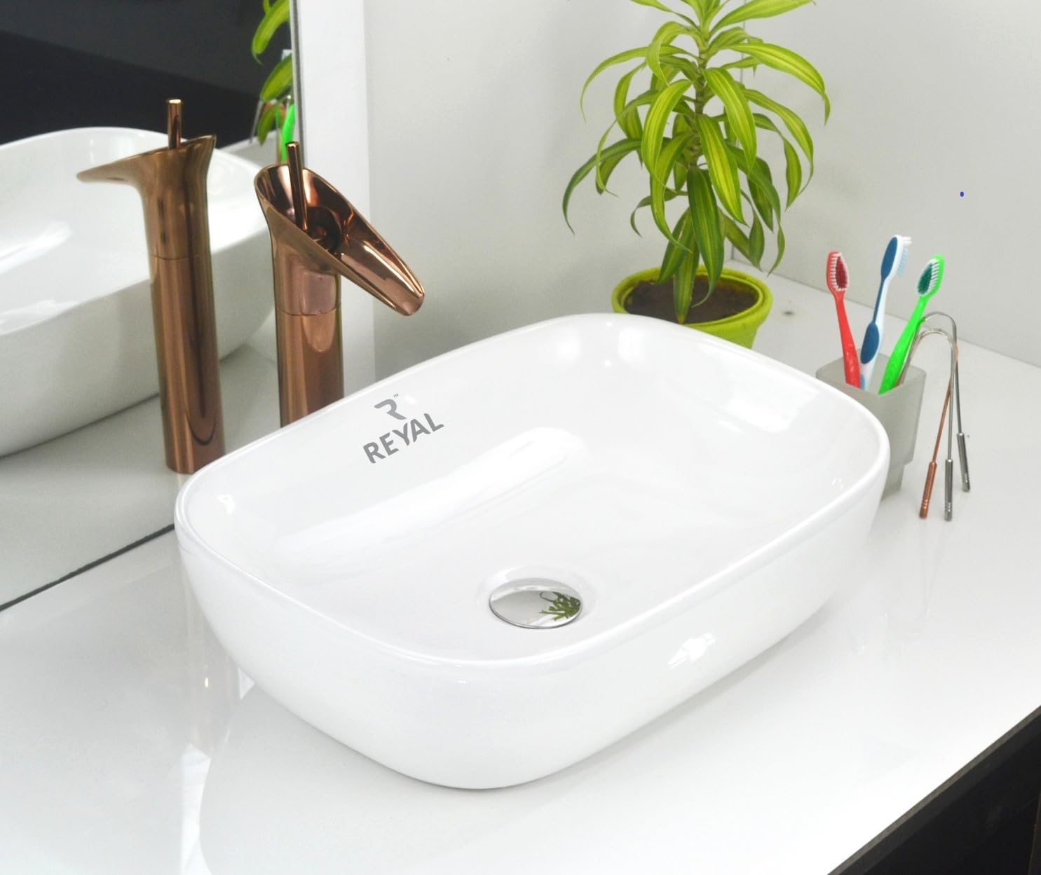 Reyal Classic Premium Table Top Wash basin (13" x 18" x 5") Countertop Vessel Sink | Bathroom Sink Wash Basin over counter (GL White) (B0CSZ9SW58) Amazon Price History, Amazon Price Tracker