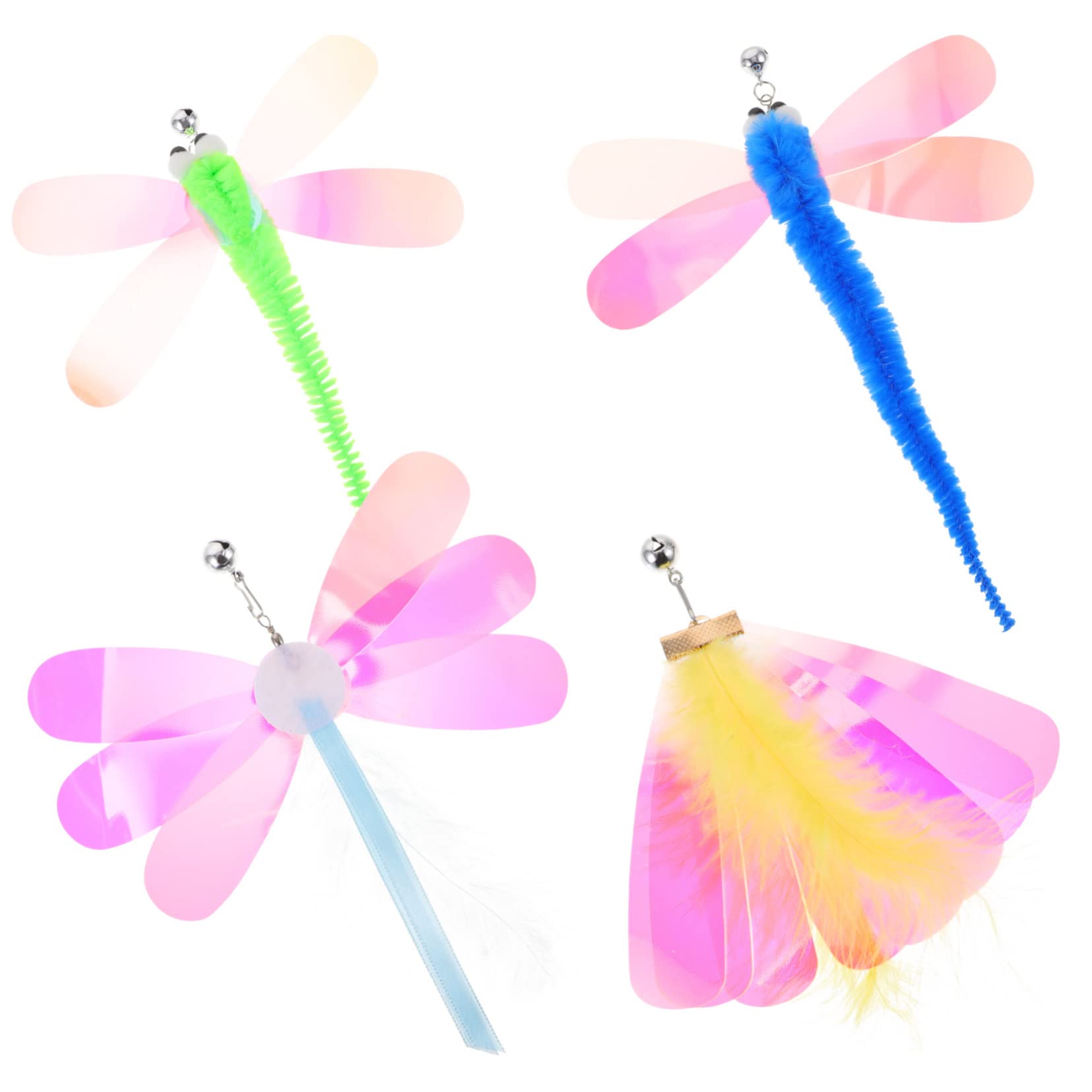 Toddmomy 40pièces Jouets De Remplacement pour Chat Kit De Jouets à Agiter Accessoires De Jeux Interactifs avec Libellules Et