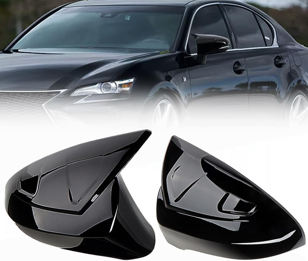 Left & Right Glossy Black M-Style Side Mirror Cover Caps Replacement for Lexus GS ES IS F Sport GS300 IS250 ES330 ES350 2013-2018 OE# 8794A30E00B1 8791A30D10B1, 8794A30E00A0 8791A30D10A0