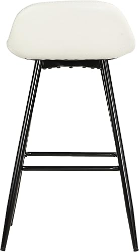 Miniatura 5 de Cortesi Home Taburetes de lluvia en piel sintética blanca, base negra (juego de 2)