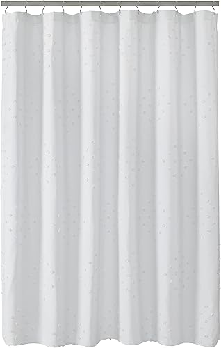 Sweet Jojo Designs - Cortina de ducha decorativa para baño, baño, baño, estilo bohemio, elegante, con textura de diamante, estilo bohemio, marfil,