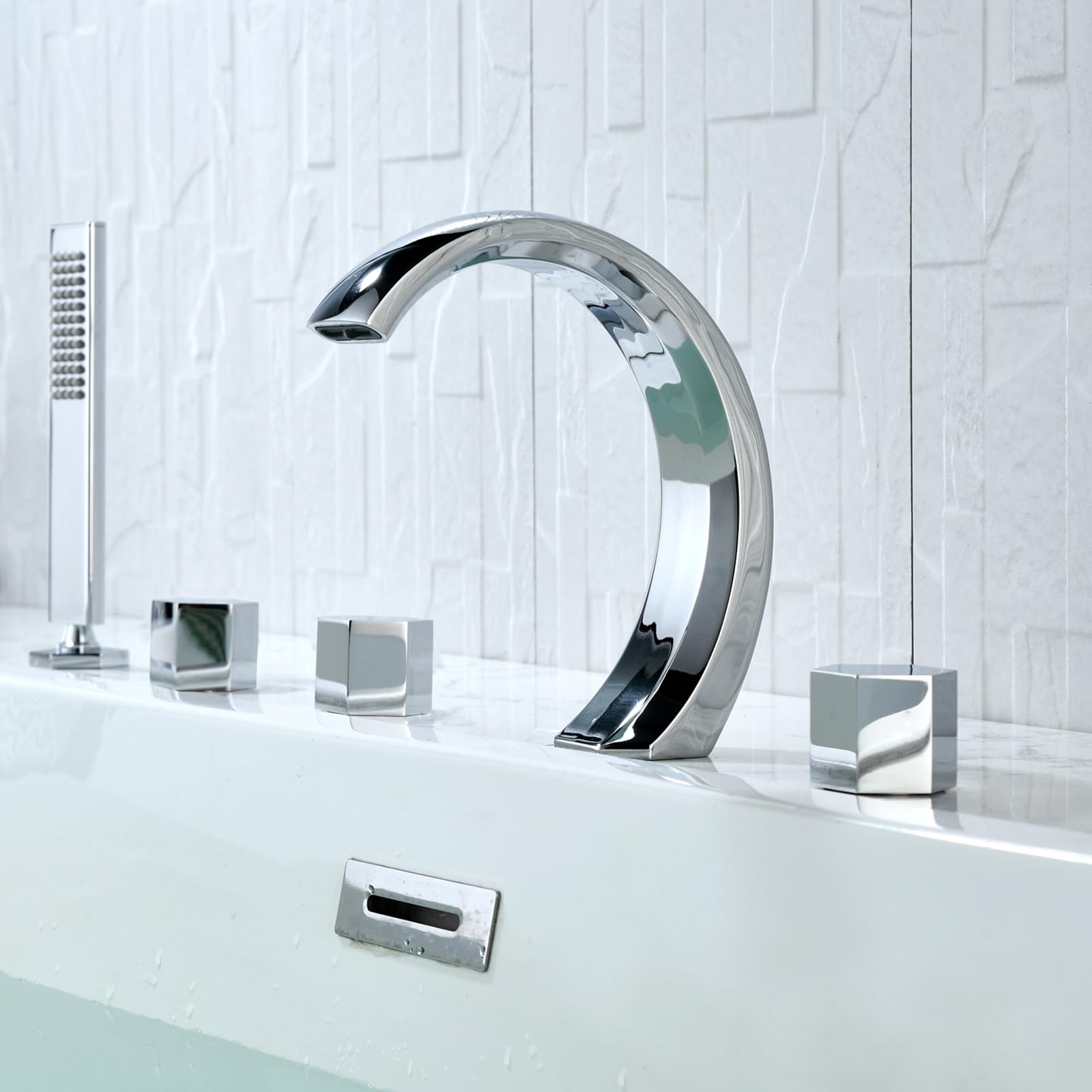 ZQFHSX Brass Shower Mixer Tap with 5 Holes - Finish, Bath Taps for Modern Bathrooms