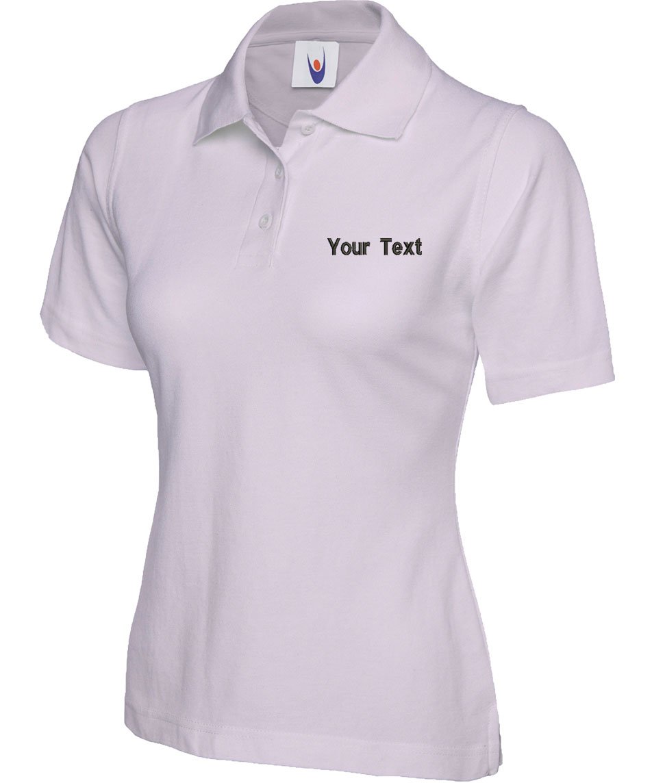 Swagwear Women's Lilac Embroidered Your Text Logo Personalised Polo 17 Colours (Xs-4Xl) 106