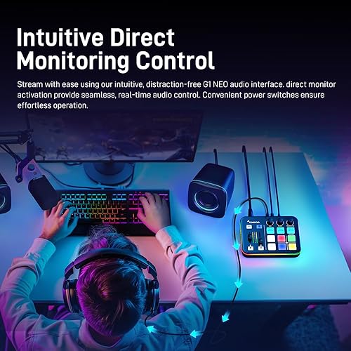 Miniatura 6 de MAONO Mezclador de Audio para Gaming, Interfaz de Audio con Pre-amplificador Pro, RGB, Bluetooth, Alimentación Phantom de 48V para Transmisión en