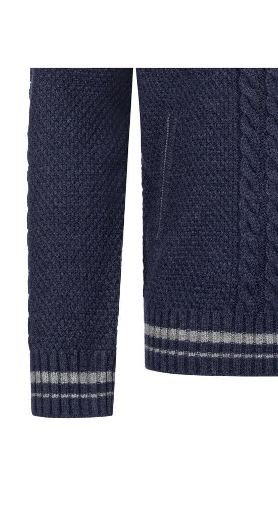 Nübler Trachtenjacke Herren - Strickjacke Herren im Landhausstil, gerader Schnitt mit Reißverschluss - Moderne bayrische Tracht, Henry Blau