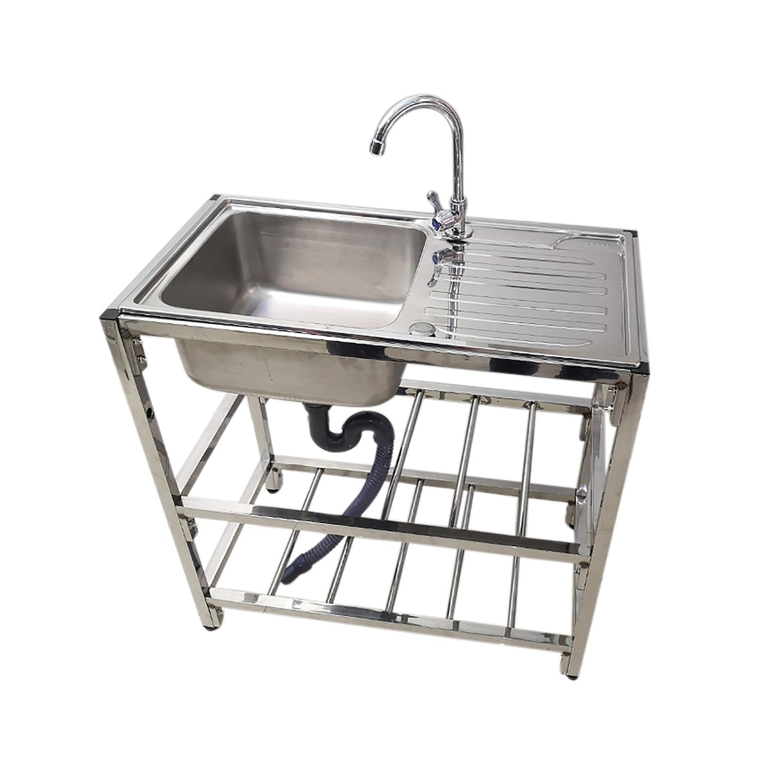 Lavandino in acciaio inox – Lavabo portatile con rubinetto dell'acqua calda fredda per uso esterno, perfetto per ristoranti e cortili