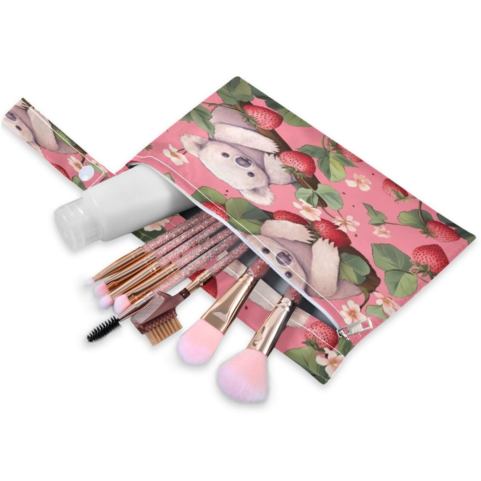 ATTX Two Koalas Strawberries Wet Dry Bags 2-Pack - Reusable Cloth Diaper Storage for Travel, Beach & Gym | Multi-Use Waterproof Bags for Swimsuits, Baby Clothes, Sports Gear#358