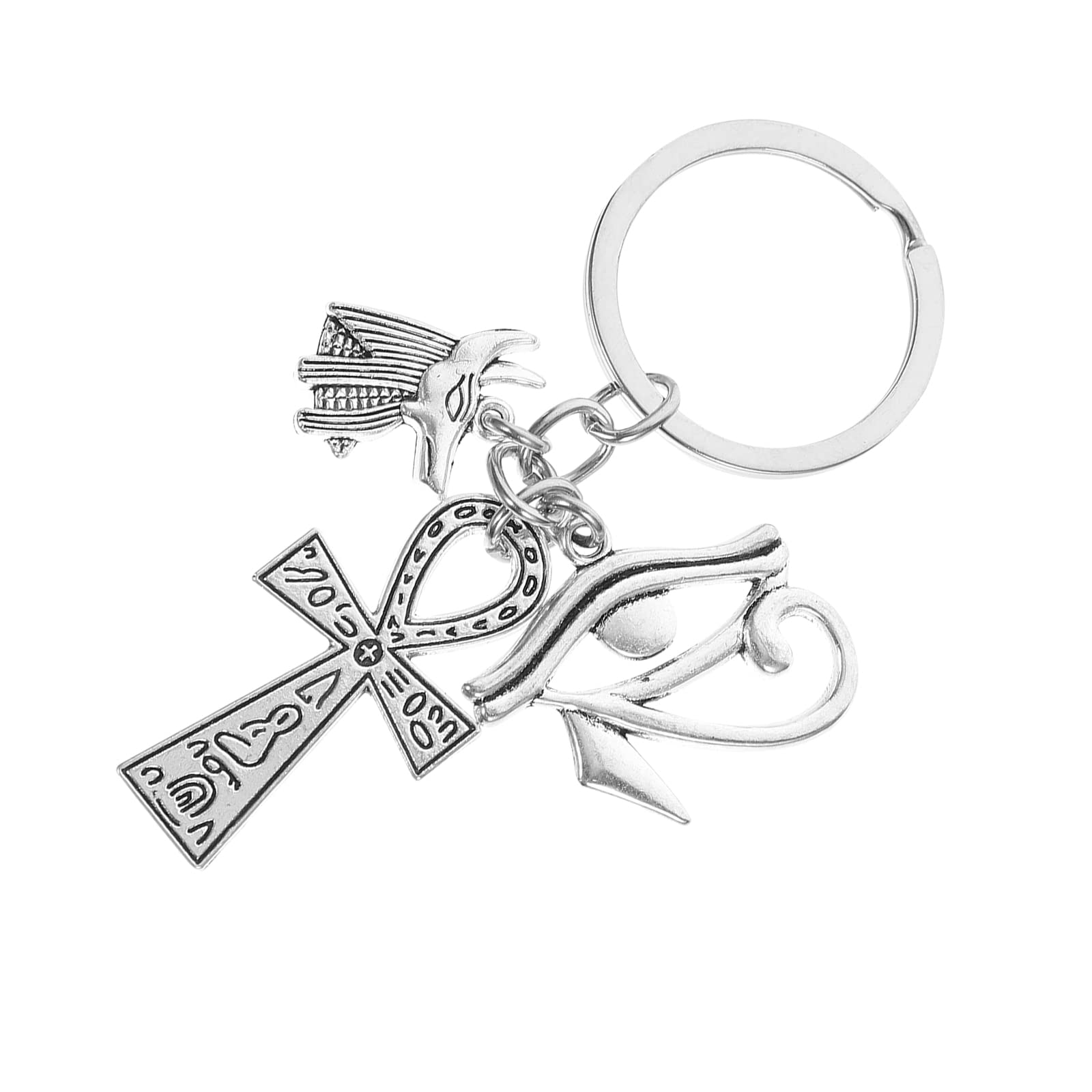 AmosfunEgyptian eye of horus keychain Pewter Ankh Egyptian Cross Keychain Egypt Symbol Anubis Keychain Egyptian Gifts