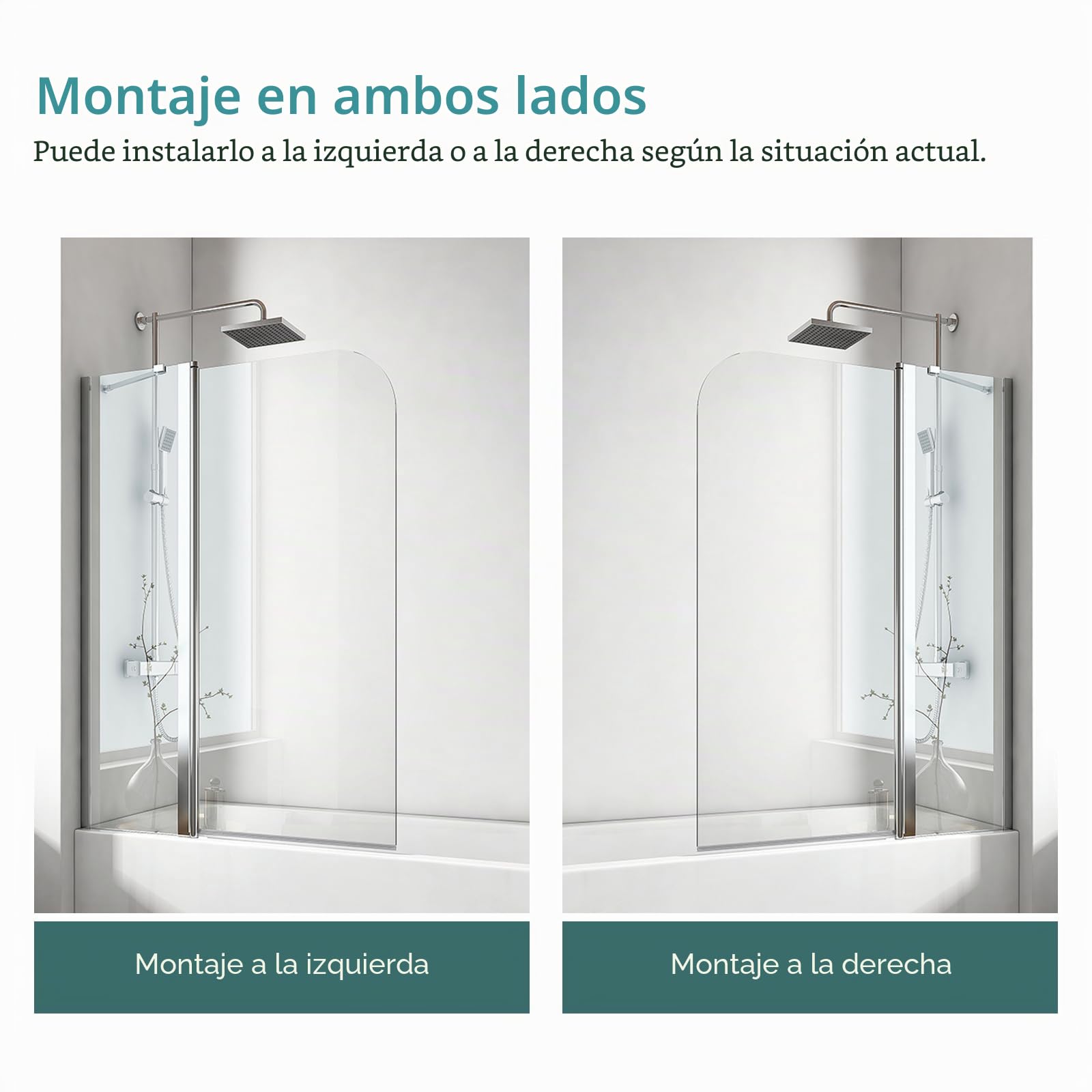 EMKE Mampara de ducha para bañera de 100 x 140 cm, accesorio plegable para bañera, mampara plegable de 6 mm, cristal de seguridad