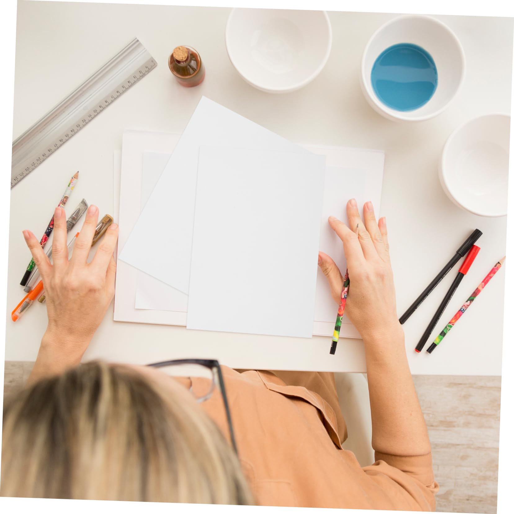 Anneome Papier à Dessin pour Crayons Aquarellables, 400 Feuilles Blanches