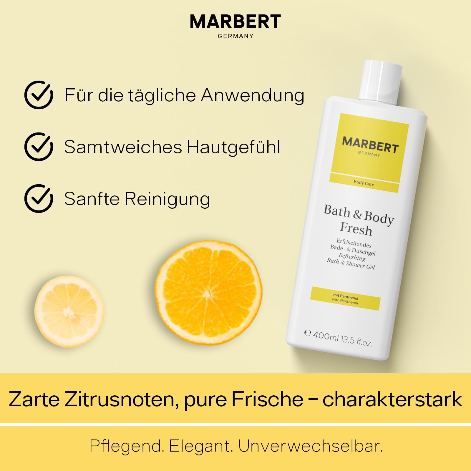 Marbert Bath & Body Fresh 4 x 400 ml – Erfrischendes Bade- & Duschgel mit Zitrusduft – Sanfte Reinigung & belebende Pflege für ein vitalisiertes Hautgefühl