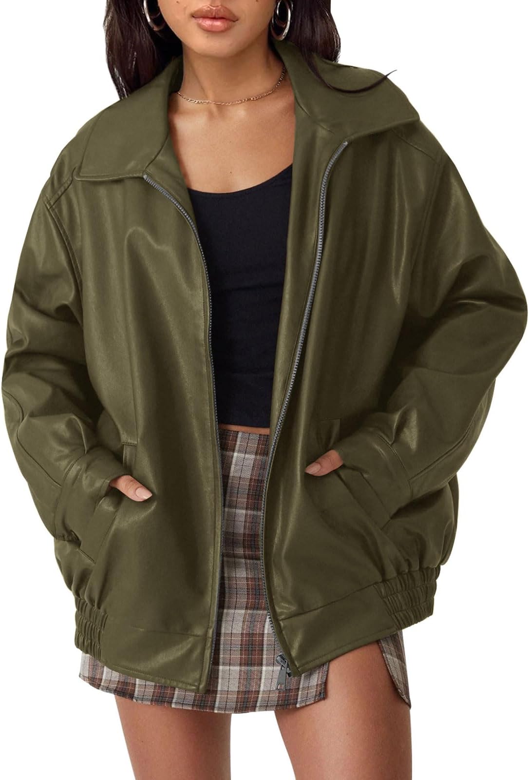 Trendy QueenWomens Leather Jackets Oversized Faux Motorcycle Plus Size Moto Biker Coat Fall Outfits Fashion Clothes 2025