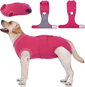 Kuoser Dog Surgery Suit Female Spay, Dog Recovery Suit Male Neuter, Puppy Clothes Onesie for Surgery Anti Licking Abdominal Wounds Pet Surgical Recovery Bodysuit Shirt, Substitute E-Collar & Cone