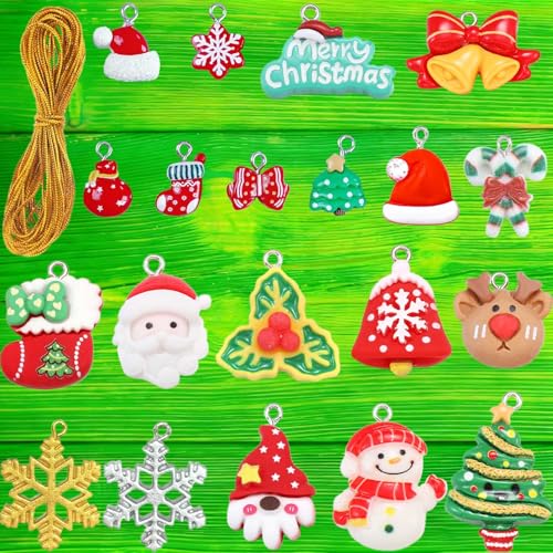 WGIJXA 20 peças miniaturas de Natal resina com fio dourado, 2 tamanhos figuras pequenas miniatura mini ornamentos de Natal pendentes decoração, figuras mini natalícias árvore decoração pai Natal