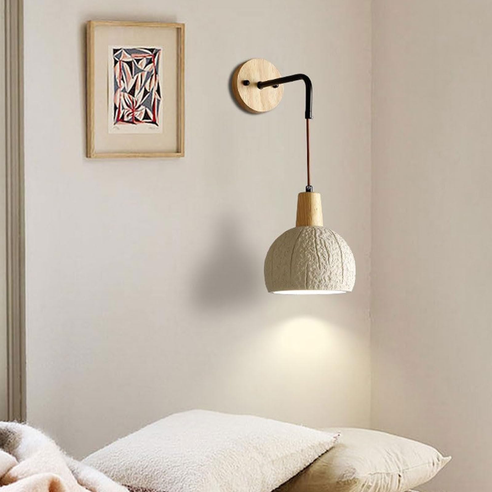 Applique Murale LED, Applique Murale Japonaise en Bois Massif, Style rétro, microciment d'intérieur, pour Salon, Salle à Manger, Chambre à Coucher, Bureau, 1 lot/2 Lots