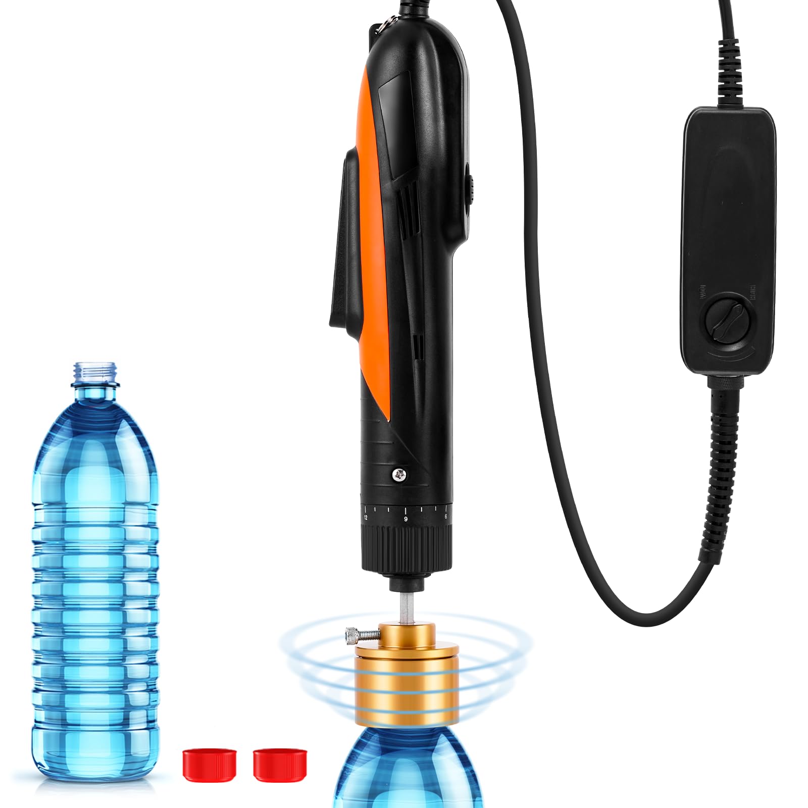 Electric Bottle Capping Machine Adjustable Plastic Bottle Capper 70kg/f Handheld Screw Bottle Cap Sealer for 0.39-1.97" Plastic Caps 110V