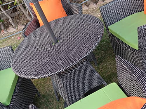 Image of Artic Fashion D-42 Chairs Table Set 4+1 Wicker Patio Furniture Sets 4 Chair and 1 Table for Garden Balcony Bedroom Powder Coated Frame Uv Protected Wicker (Grey+Green)