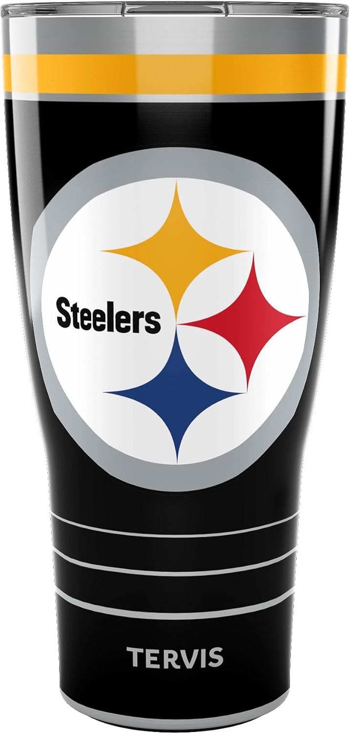Tervis Traveler NFL Pittsburgh Steelers - MVP Triple Insulated Tumbler Travel Cup Keeps Drinks Cold & Hot, 30oz, Stainless Steel