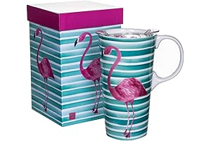 Flamingo Ceramic Coffee Mug with Lid