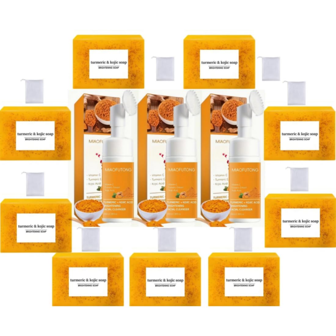 Turmeric Wash and Care 12Piece Set Facial Cleanser Soap Bar Face Body Cleanser Face Wash and Natural Handmade