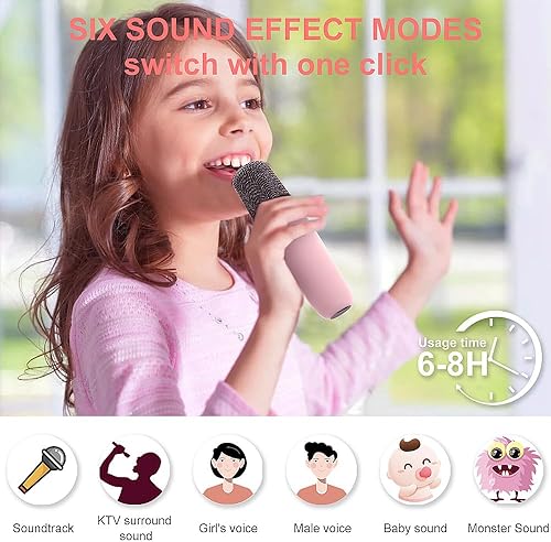 Miniatura 3 de Mini máquina de karaoke para niños, doble altavoz Bluetooth portátil con 1 micrófono inalámbrico de karaoke, juguetes musicales, regalos de
