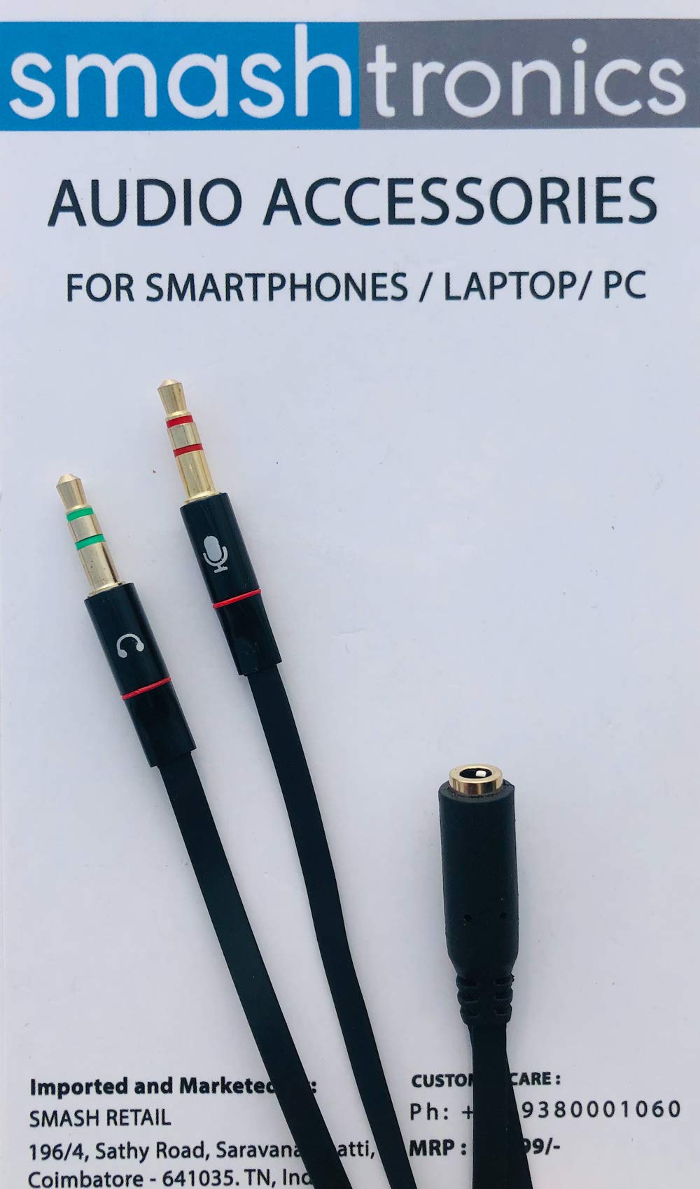 Smashtronics Gold Plated 3.5 mm Headphone Splitter for Computer 2 Male to 1 Female 3.5mm Headphone Mic Audio Y Splitter Cable Smartphone Headset to PC Adapter – (Black,20cm) (2 Male to 1 Female Type) (B0C5R18WH9) Amazon Price History, Amazon Price Tracker