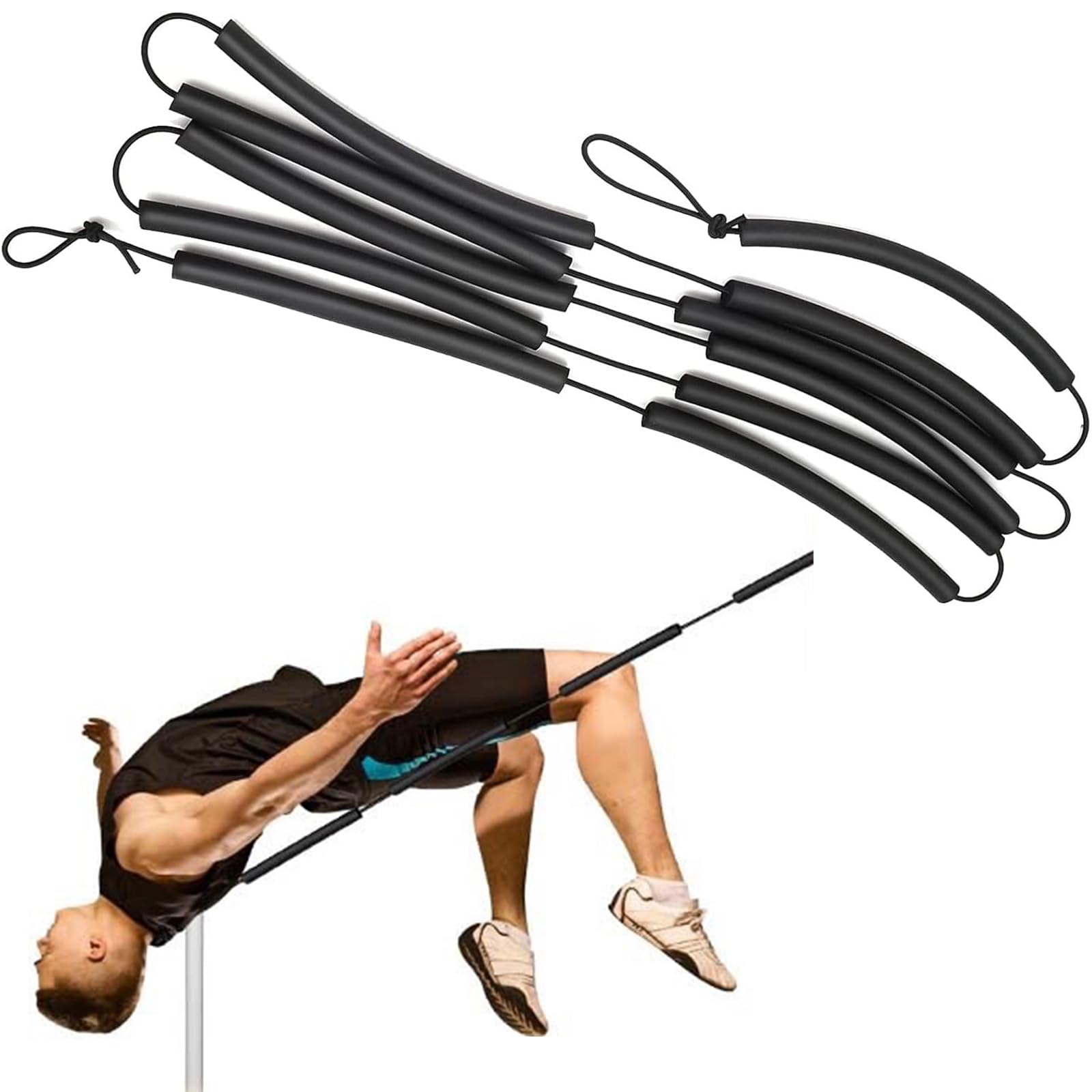 NALACALHigh Jump Bungee Crossbar, Track And Field Equipment Accessories, High Jump Training Equipment, 8FT High Jump Bungee Cord, Elastic Foam Crossbar for High Jump Practice in Track Field Stadiums