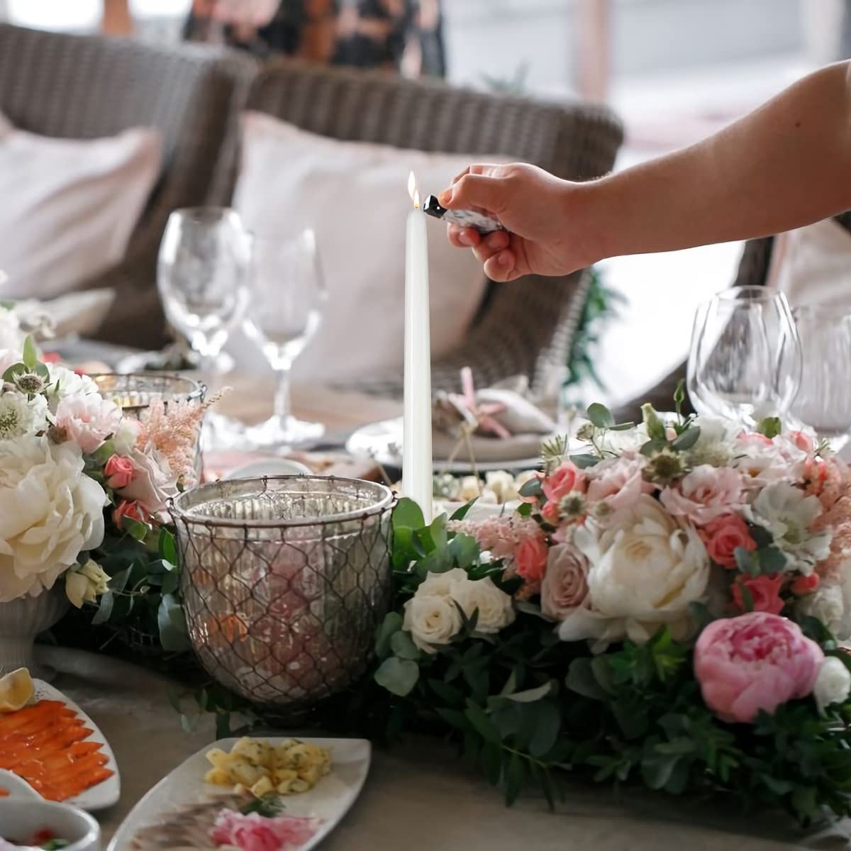 NIKY 10 inch Taper Candles for Christmas, Set of 12 Unscented Dripless Candlesticks - 8 Hours Long Burning for Home Decor, Wedding, Parties and Special Occasions (Ivory)