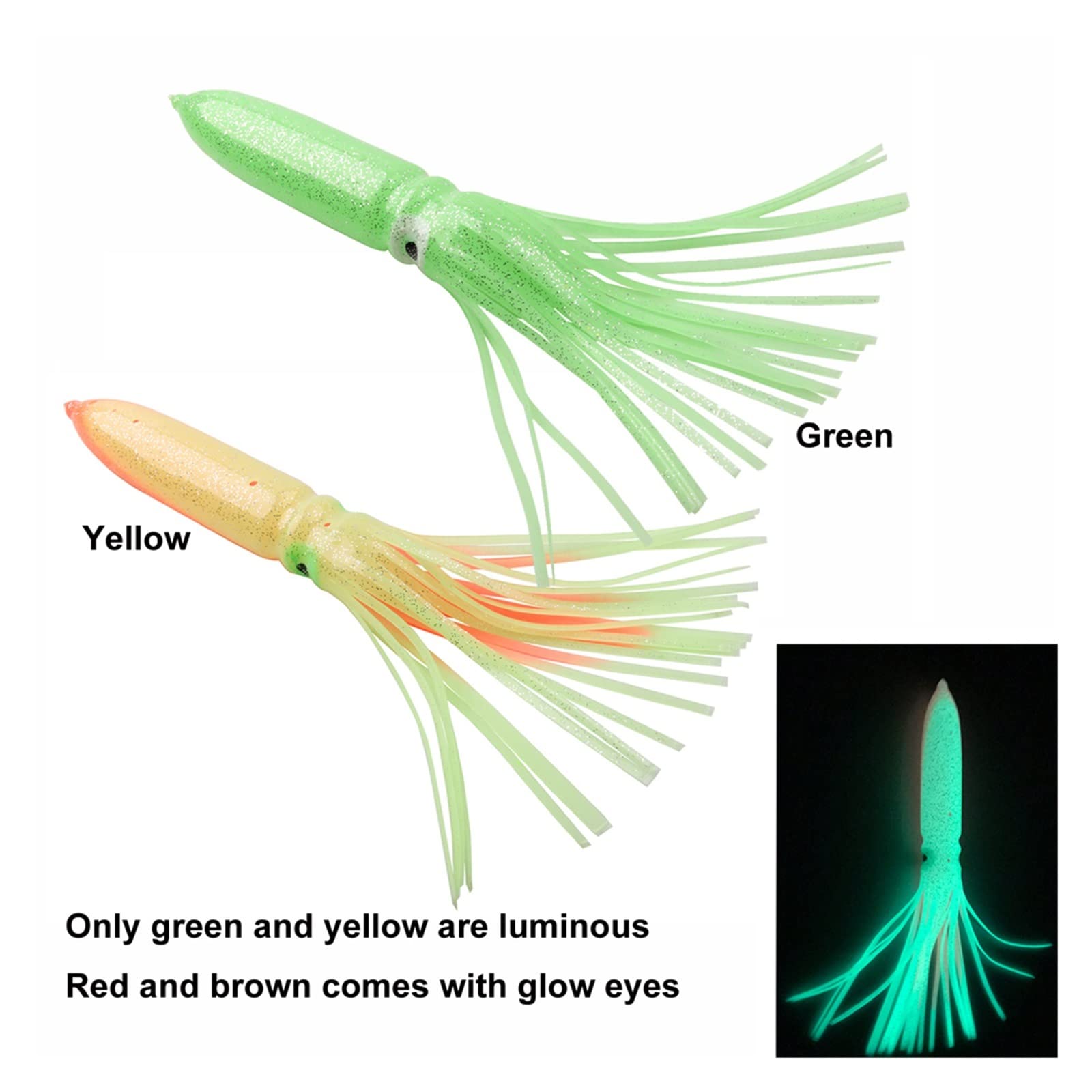XILILHC 10 Esche da Pesca da 30 Cm/11,81 Pollici 56 G, Gonne Morbide for Calamari | Esca da pesca alla traina for polpo for esche da jigging in silicone