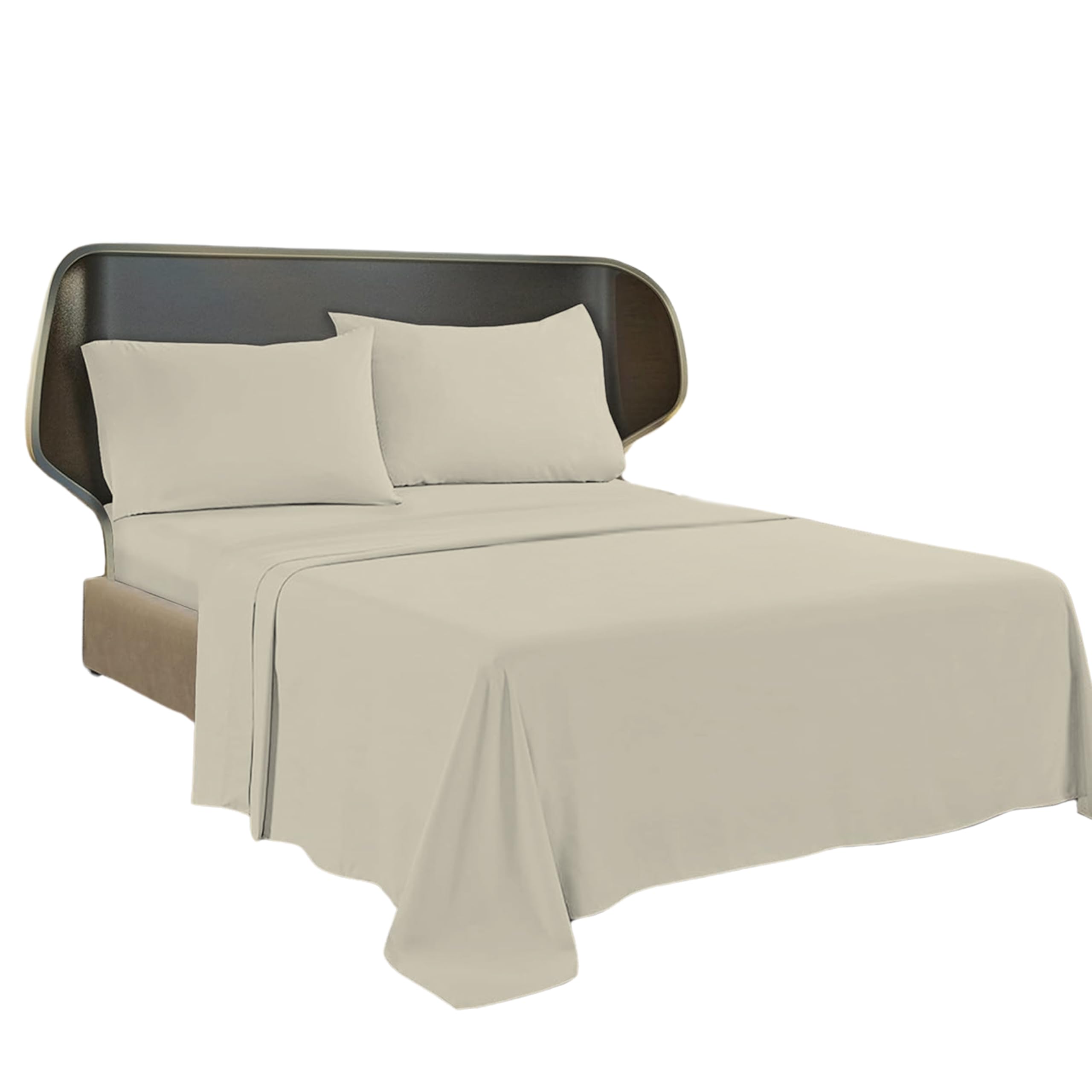 Brit Cotton, Cream Double Size Ultra-Soft Brushed Microfiber Flat Sheet, Wrinkle, Shrinkage