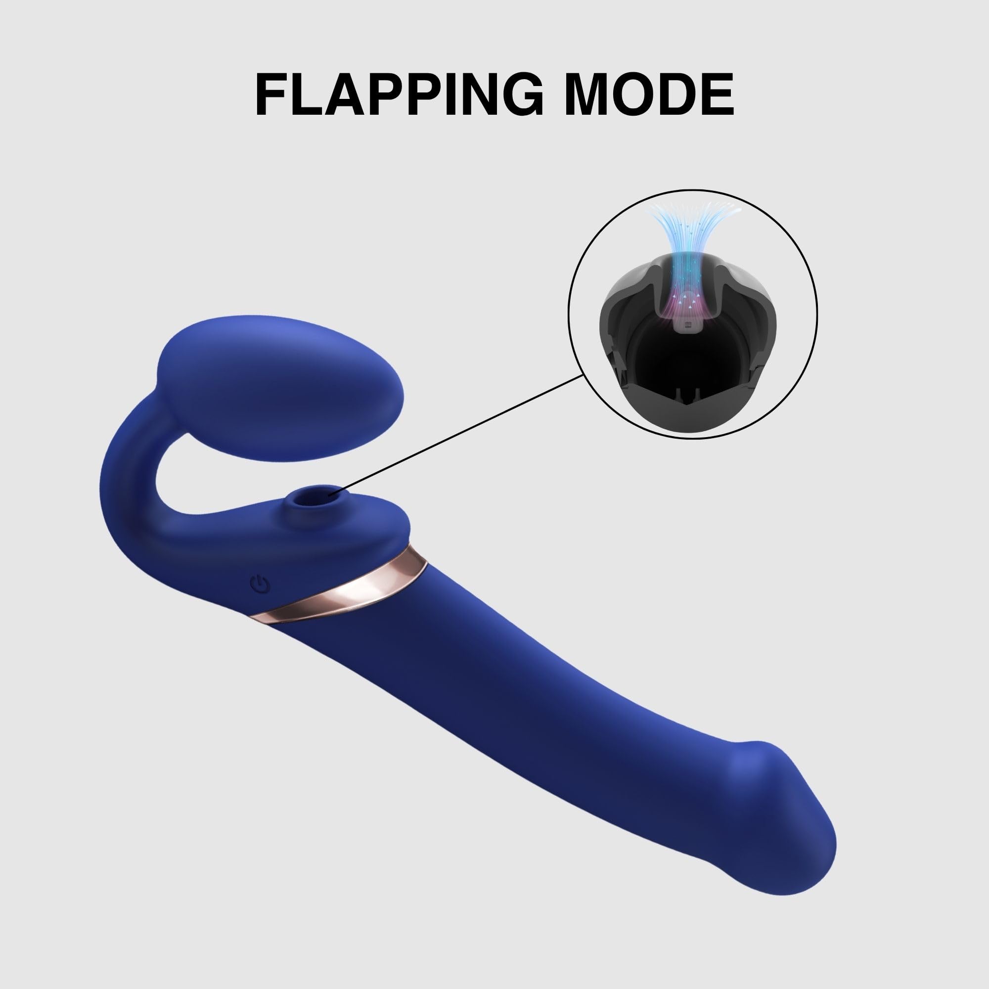 Strap-On-Me Strap-on Multi-Orgasmo Telecomandato 3 Motori – Tecnologia a Memoria di Forma – Tripla Stimolazione – Sex Toy Donna & Uomo in Silicone Morbido – Senza Imbrago, Impermeabile - Blue XL