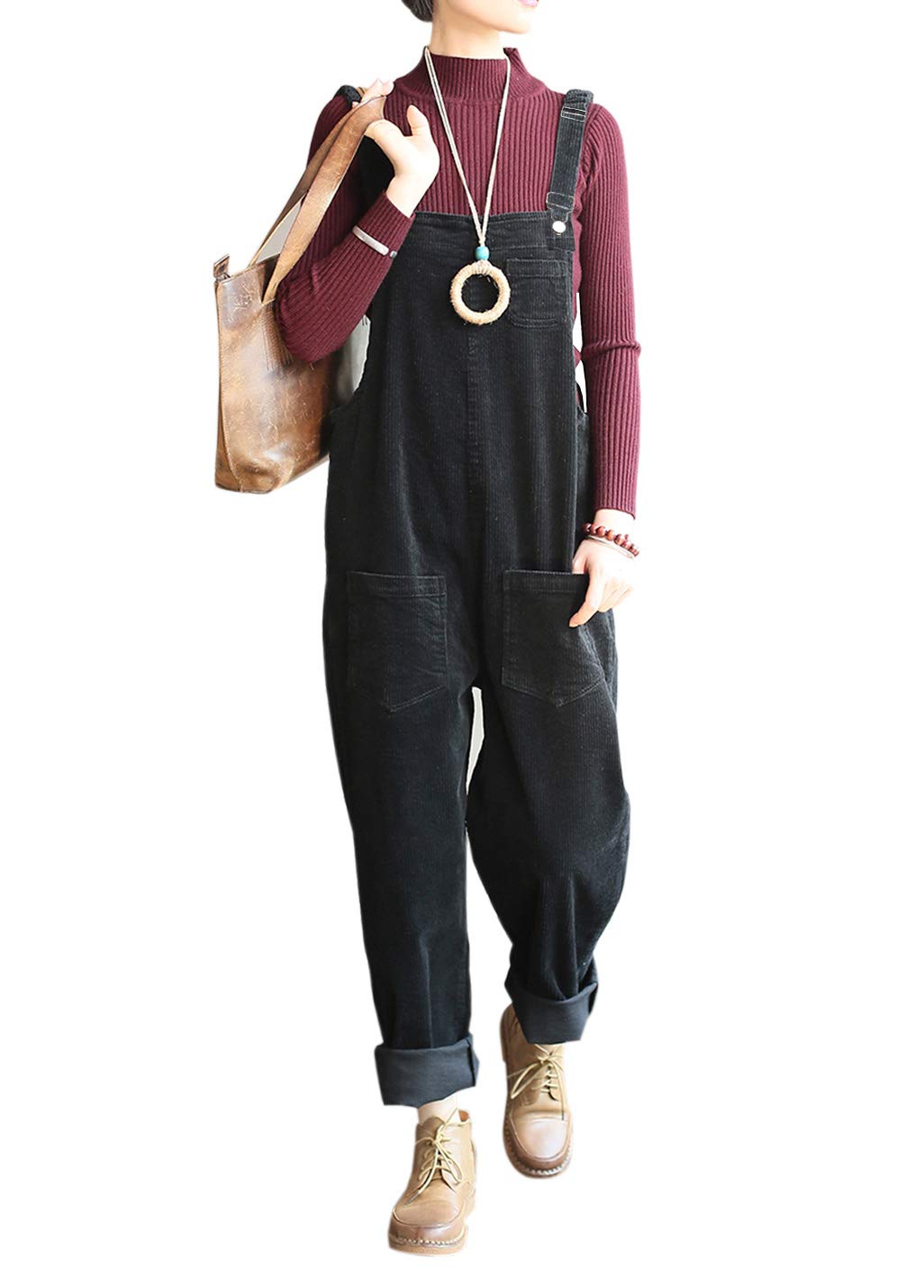 Gihuo Women's Casual Baggy Corduroy Overalls(BlackXL) for sale North Las Vegas, NV Nellis