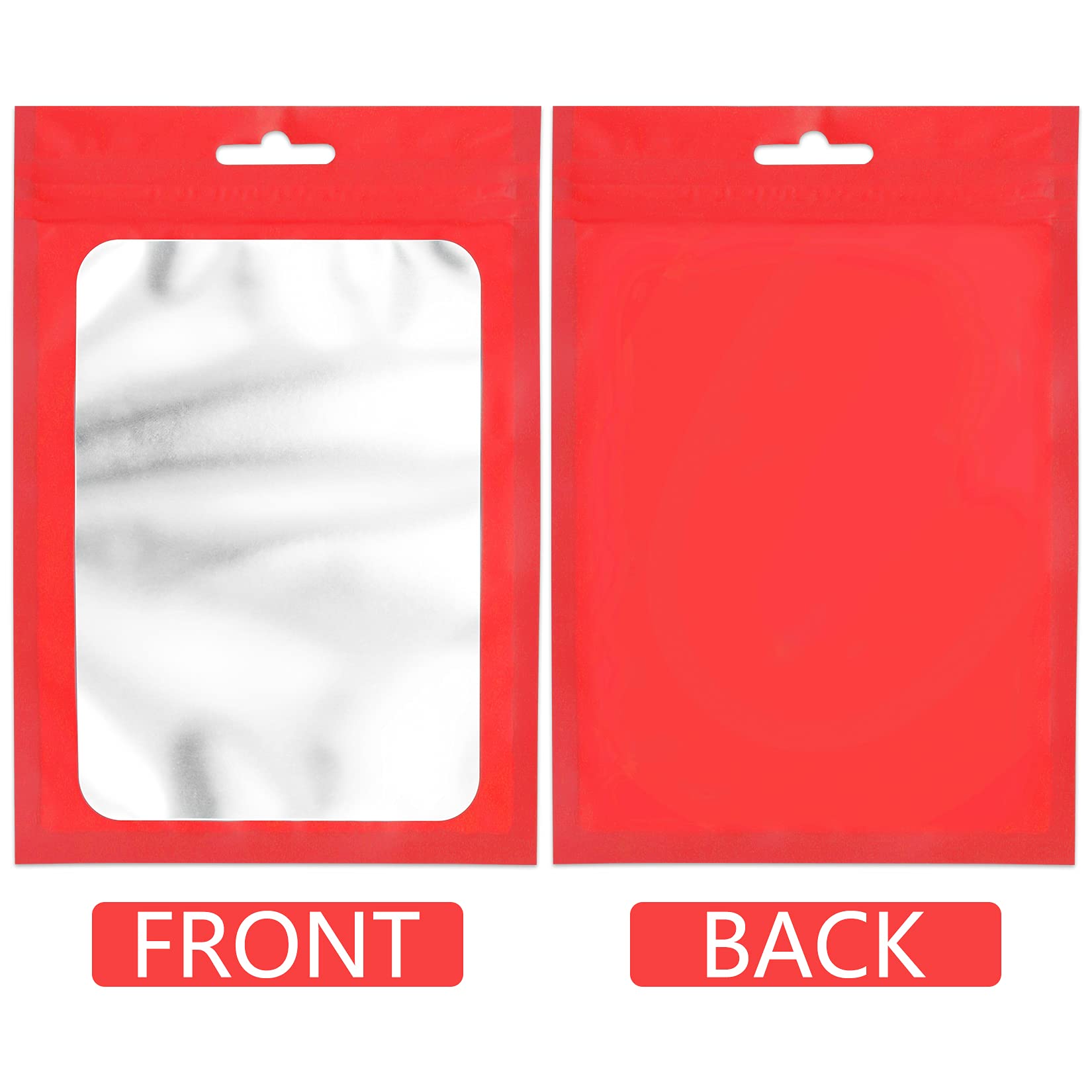 Red Window Grip Seal Bags – Mylar Zipper Lock Pouch For Gift, Food, Storage
